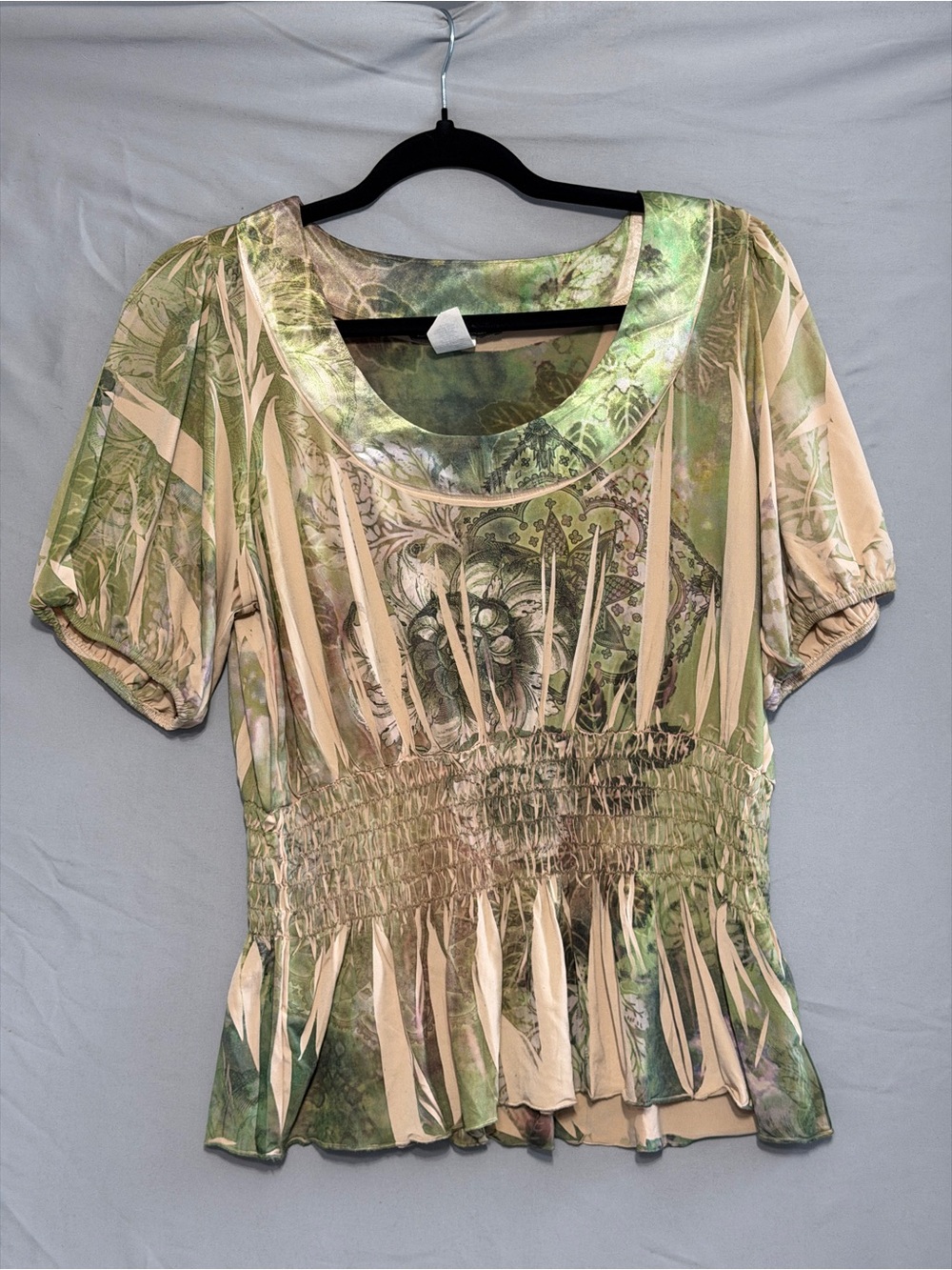 Vtg Simply Irresistible Womens Y2K Fairy Grunge Blouse Size L Green Forest Fairy